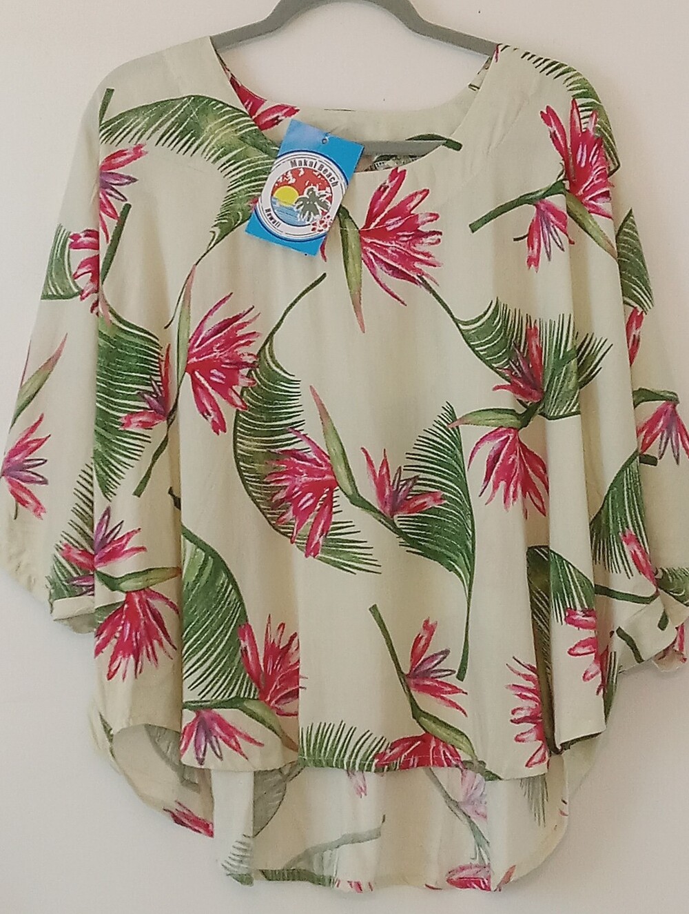 NWT Makai Beach Kimino Sleeve Bird Of Paradise Top Size L/XL